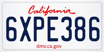 CA license plate 6XPE386