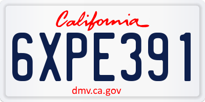 CA license plate 6XPE391