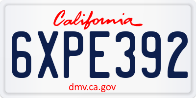 CA license plate 6XPE392