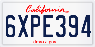 CA license plate 6XPE394