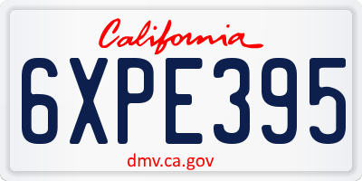 CA license plate 6XPE395