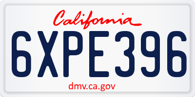 CA license plate 6XPE396