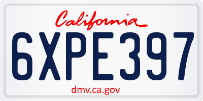 CA license plate 6XPE397