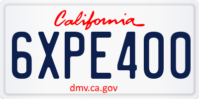 CA license plate 6XPE400