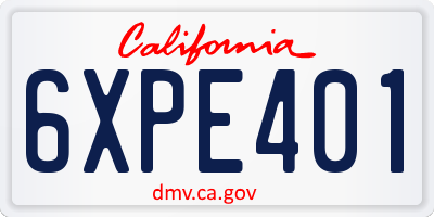 CA license plate 6XPE401