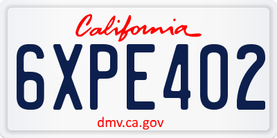 CA license plate 6XPE402