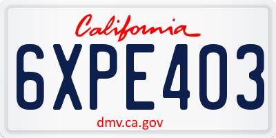 CA license plate 6XPE403