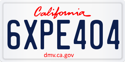 CA license plate 6XPE404
