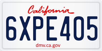 CA license plate 6XPE405