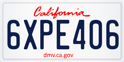 CA license plate 6XPE406