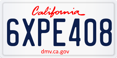 CA license plate 6XPE408