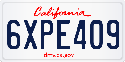 CA license plate 6XPE409