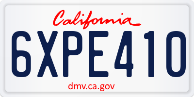 CA license plate 6XPE410
