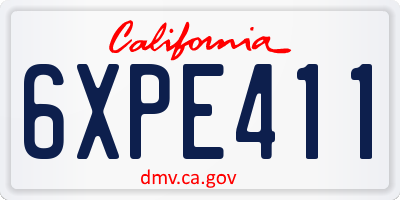 CA license plate 6XPE411