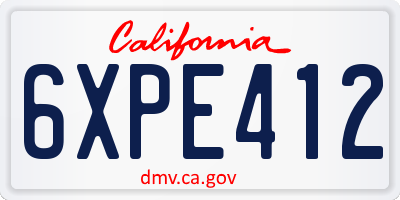CA license plate 6XPE412