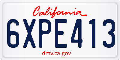 CA license plate 6XPE413