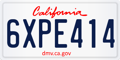 CA license plate 6XPE414