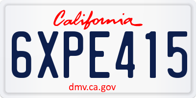 CA license plate 6XPE415