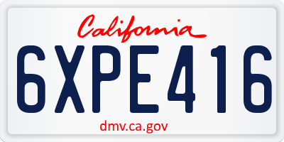 CA license plate 6XPE416