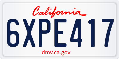 CA license plate 6XPE417