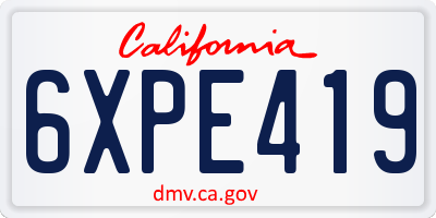 CA license plate 6XPE419