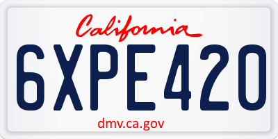 CA license plate 6XPE420