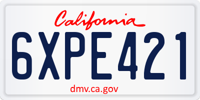 CA license plate 6XPE421