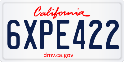 CA license plate 6XPE422