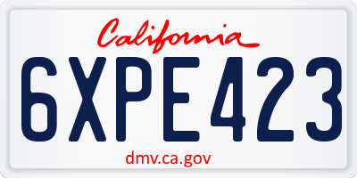 CA license plate 6XPE423