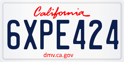 CA license plate 6XPE424