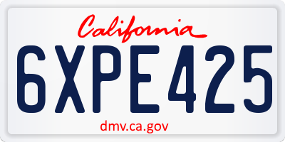 CA license plate 6XPE425