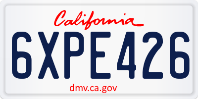 CA license plate 6XPE426
