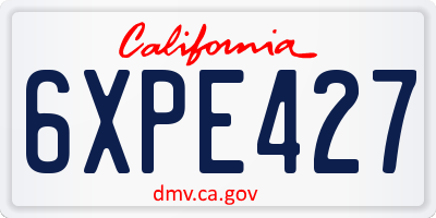 CA license plate 6XPE427