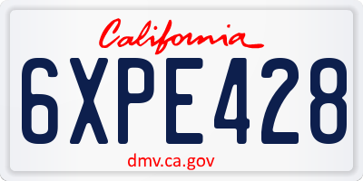CA license plate 6XPE428