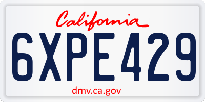 CA license plate 6XPE429