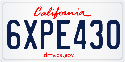CA license plate 6XPE430