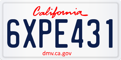 CA license plate 6XPE431