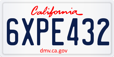 CA license plate 6XPE432