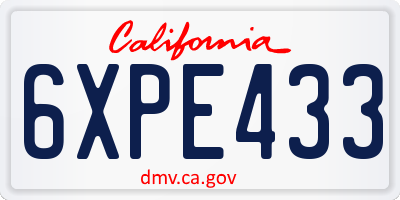 CA license plate 6XPE433