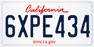 CA license plate 6XPE434