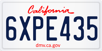 CA license plate 6XPE435