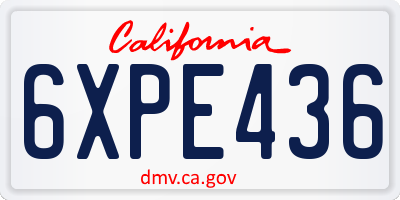 CA license plate 6XPE436