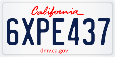 CA license plate 6XPE437