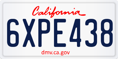 CA license plate 6XPE438