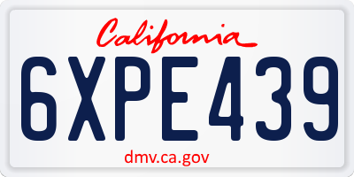 CA license plate 6XPE439