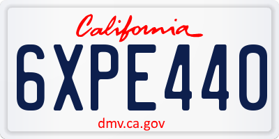 CA license plate 6XPE440