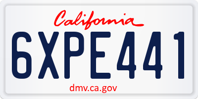 CA license plate 6XPE441