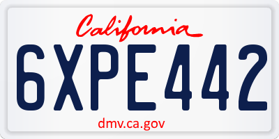CA license plate 6XPE442