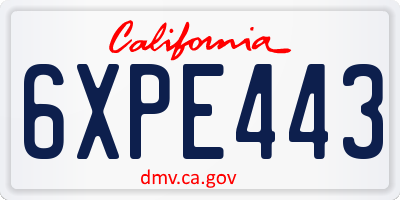 CA license plate 6XPE443