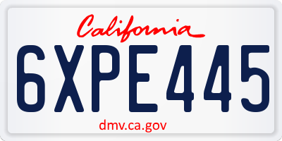 CA license plate 6XPE445